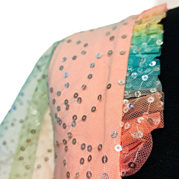 Unique Vintage Fit & Flare Rainbow Mini Dress Sequin Tulle Skirt Swing Plus 3X - Picture 11 of 13